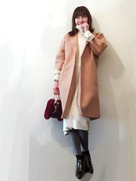 「アイテム（ブーティ、レッド系）」を使った、malieさん（レディース・167cm）の冬コーディネート