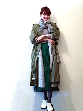 「AMERICAN HOLIC（アメリカンホリック）のプリーツロングスカート（スカート）」を使った、malieさん（レディース・167cm）の冬コーディネート