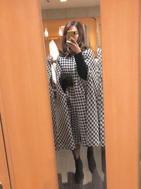 「チドリ柄」｜「アイテム（ワンピース/ドレス）」を使った、しがないアパレル女さん（レディース・157cm）の冬コーディネート