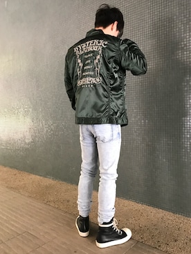 「HYSTERIC GLAMOUR（ヒステリックグラマー）のアイテム（ノーカラージャケット）」を使った、CKさん（メンズ・175cm）の春コーディネート