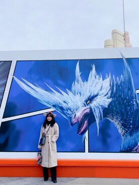 「UNE MANSION（ユヌマンション）のアイテム（チェスターコート）」を使った、YUUさん（レディース・154cm）の冬コーディネート