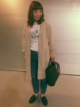 「メゾン キツネ(MAISON KITSUNE)」｜「アイテム（その他アウター）」を使った、sachikidさん（レディース・155cm）の春コーディネート