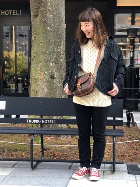 「CELINE」｜「アイテム（デニムジャケット）」を使った、sachikidさん（レディース・155cm）の春コーディネート