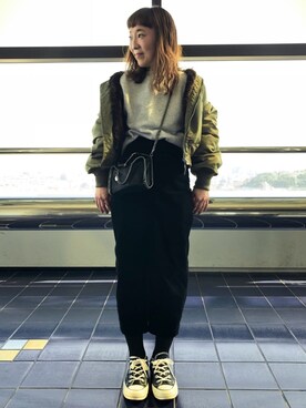 「MACPHEE（マカフィー）のアイテム（ブルゾン）」を使った、sachikidさん（レディース・155cm）の春コーディネート