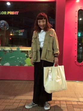 「グラミチ」｜「アイテム（スリッポン）」を使った、sachikidさん（レディース・155cm）の春コーディネート
