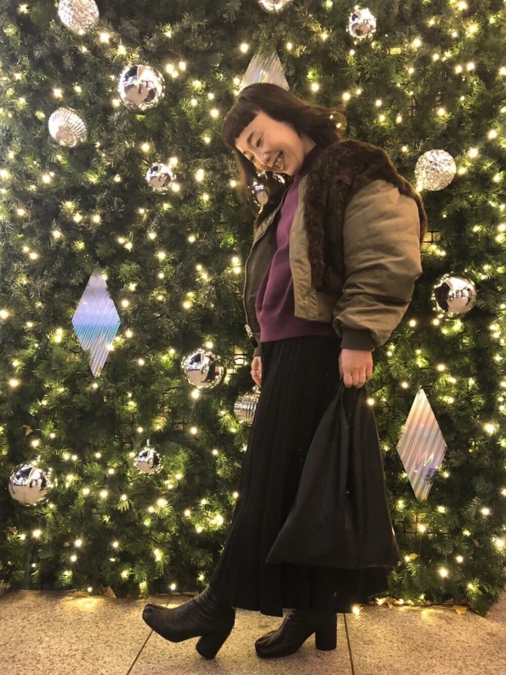 719573 マカフィー MACPHEE ナイロンファーコンビ ノーカラー ブルゾン リバーシブル ブラック 黒 36サイズ MACPHEE（マカフィー）の「ナイロンファーコンビ ノーカラーブルゾン