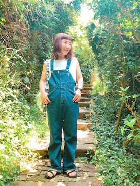 「海」｜「アイテム（サロペット/オーバーオール）」を使った、sachikidさん（レディース・155cm）の夏コーディネート