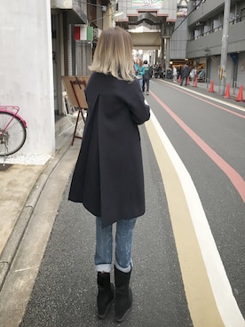 「後ろ姿」｜「アイテム（その他アウター）」を使った、Satomi  さん（レディース・150cm）の冬コーディネート