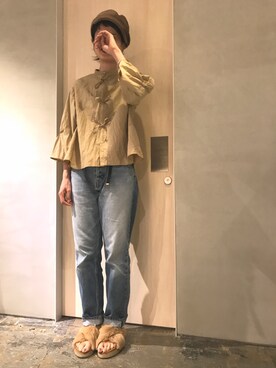 「アイテム（トップス、ベージュ系）」を使った、m i d o r iさん（レディース・164cm）の秋コーディネート