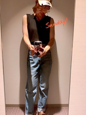 「ノースリーブニット」｜「アイテム（帽子）」を使った、ayakaさん（レディース・156cm）の夏コーディネート