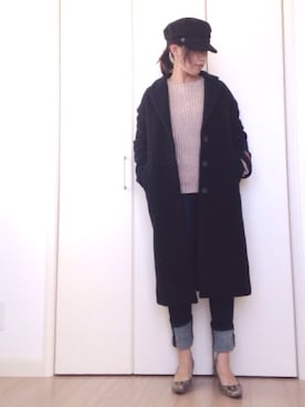 「A part by（アパートバイ）のアイテム（チェスターコート）」を使った、トモリB♭さん（レディース・156cm）の冬コーディネート