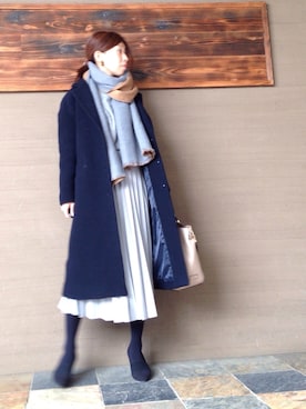 「A part by（アパートバイ）のアイテム（チェスターコート）」を使った、トモリB♭さん（レディース・156cm）の冬コーディネート