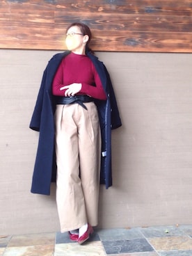 「A part by（アパートバイ）のアイテム（チェスターコート）」を使った、トモリB♭さん（レディース・156cm）の冬コーディネート