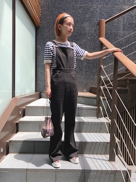 「frunco（フランコ）のアイテム（サロペット/オーバーオール）」を使った、hitomiさん（レディース・152cm）の春コーディネート