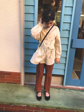 「SVEC（シュベック）のカンフーシューズ kung fu Shoes / ストラップパンプス（バレエシューズ）」を使った、syさん（キッズ・133cm）の秋コーディネート