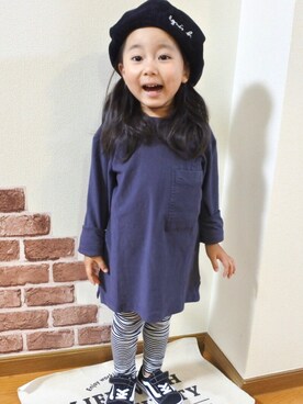 「ZARA KIDS」｜「アイテム（ハンチング/ベレー帽）」を使った、かなよんさん（キッズ・90cm）の秋コーディネート