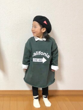 「ZARA KIDS」｜「アイテム（ハンチング/ベレー帽）」を使った、かなよんさん（キッズ・100cm）の冬コーディネート