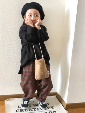 「PONY GO ROUND（ポニーゴーラウンド）のアイテム」を使った、かなよんさん（キッズ・100cm）の冬コーディネート