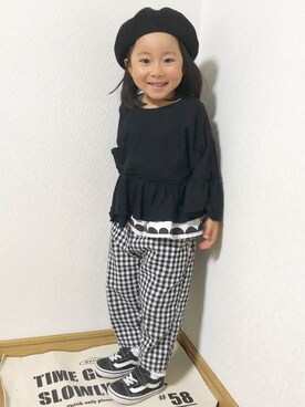 「PONY GO ROUND（ポニーゴーラウンド）のアイテム」を使った、かなよんさん（キッズ・100cm）の春コーディネート