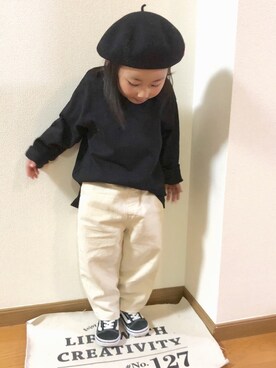 「PONY GO ROUND（ポニーゴーラウンド）のアイテム」を使った、かなよんさん（キッズ・100cm）の春コーディネート