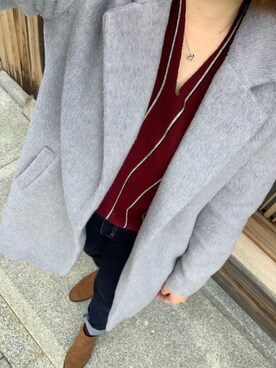 「stradivarius（ストラディバリウス）のアイテム（ブーティ）」を使った、はるさめさん（レディース・154cm）の冬コーディネート