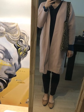 「basic houseのアイテム（ピーコート、ピンク系）」を使った、王痴痴さん（レディース・168cm）の秋コーディネート