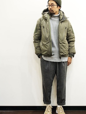 「MANUAL ALPHABET（マニュアル アルファベット）のアイテム（ダウンジャケット/コート）」を使った、nakajiさん（メンズ・168cm）の冬コーディネート