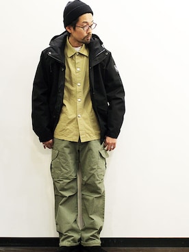 「NECESSARY or UNNECESSARY（ネセサリーオアアンネセサリー）のアイテム（ジャケット/アウター）」を使った、nakajiさん（メンズ・168cm）の冬コーディネート