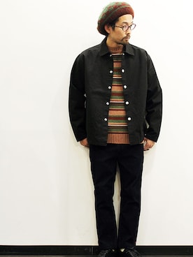 「NECESSARY or UNNECESSARY（ネセサリーオアアンネセサリー）のアイテム（ジャケット/アウター）」を使った、nakajiさん（メンズ・168cm）の冬コーディネート