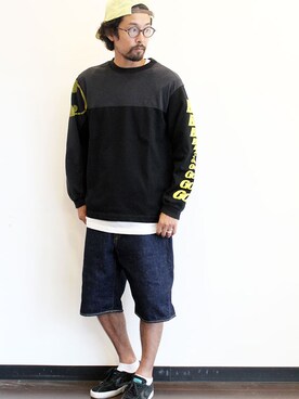 「HURRAY HURRAY（フレイフレイ）のアイテム（パンツ）」を使った、nakajiさん（メンズ・168cm）の夏コーディネート