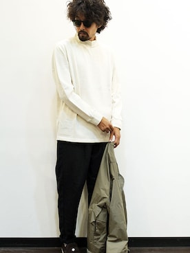 「MANUAL ALPHABET（マニュアル アルファベット）のアイテム（ノーカラージャケット）」を使った、nakajiさん（メンズ・168cm）の秋コーディネート