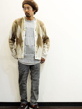 「アイテム（スリッポン）」を使った、nakajiさん（メンズ・168cm）の秋コーディネート