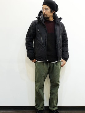 「MANUAL ALPHABET（マニュアル アルファベット）のアイテム（ダウンジャケット/コート）」を使った、nakajiさん（メンズ・168cm）の冬コーディネート