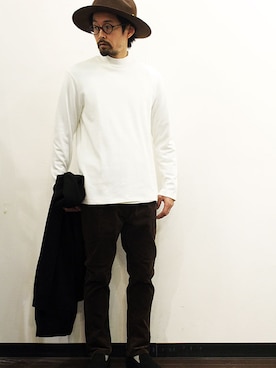 「MANEBU（マネブ）のアイテム（シューズ）」を使った、nakajiさん（メンズ・168cm）の冬コーディネート