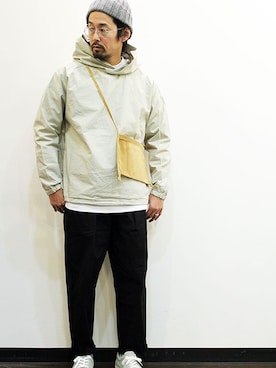 「MANUAL ALPHABET（マニュアル アルファベット）のアイテム（パーカー）」を使った、nakajiさん（メンズ・168cm）の冬コーディネート