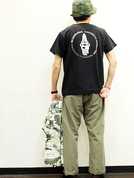 「MANEBU（マネブ）のアイテム（シューズ）」を使った、nakajiさん（メンズ・168cm）の夏コーディネート