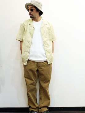 「NECESSARY or UNNECESSARY（ネセサリーオアアンネセサリー）のアイテム（帽子）」を使った、nakajiさん（メンズ・168cm）の夏コーディネート