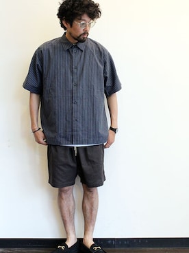 「MANEBU（マネブ）のアイテム（シューズ）」を使った、nakajiさん（メンズ・168cm）の夏コーディネート