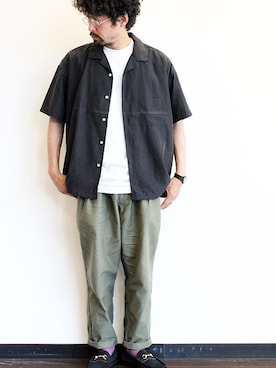 「MANEBU（マネブ）のアイテム（シューズ）」を使った、nakajiさん（メンズ・168cm）の夏コーディネート