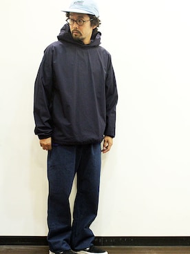 「MANUAL ALPHABET（マニュアル アルファベット）のアイテム（パーカー）」を使った、nakajiさん（メンズ・168cm）の秋コーディネート