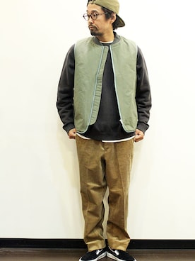 「NECESSARY or UNNECESSARY（ネセサリーオアアンネセサリー）のアイテム」を使った、nakajiさん（メンズ・168cm）の秋コーディネート