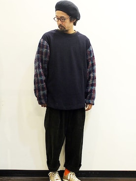「HURRAY HURRAY（フレイフレイ）のアイテム」を使った、nakajiさん（メンズ・168cm）の秋コーディネート
