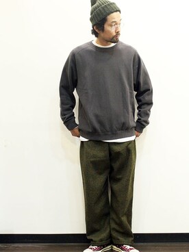「NECESSARY or UNNECESSARY（ネセサリーオアアンネセサリー）のアイテム（帽子）」を使った、nakajiさん（メンズ・168cm）の冬コーディネート