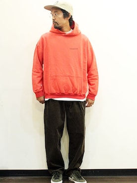 「NECESSARY or UNNECESSARY（ネセサリーオアアンネセサリー）のアイテム（帽子）」を使った、nakajiさん（メンズ・168cm）の冬コーディネート