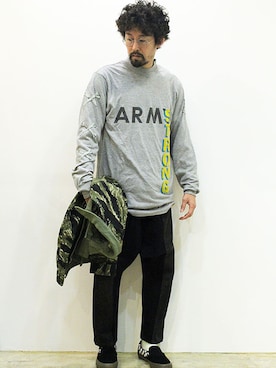 「HURRAY HURRAY（フレイフレイ）のアイテム」を使った、nakajiさん（メンズ・168cm）の春コーディネート