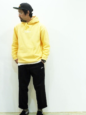 「ワークパンツ」｜「アイテム（スリッポン）」を使った、nakajiさん（メンズ・168cm）の春コーディネート