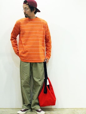 「NECESSARY or UNNECESSARY（ネセサリーオアアンネセサリー）のアイテム（帽子）」を使った、nakajiさん（メンズ・168cm）の春コーディネート