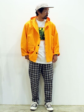 「MANUAL ALPHABET（マニュアル アルファベット）のアイテム（パンツ）」を使った、nakajiさん（メンズ・168cm）の春コーディネート