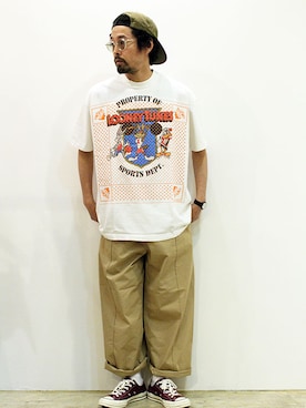「NECESSARY or UNNECESSARY（ネセサリーオアアンネセサリー）のアイテム（パンツ）」を使った、nakajiさん（メンズ・168cm）の春コーディネート