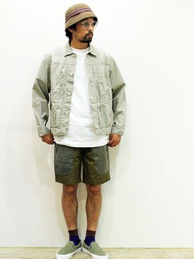 「NECESSARY or UNNECESSARY（ネセサリーオアアンネセサリー）のアイテム（ジャケット/アウター）」を使った、nakajiさん（メンズ・168cm）の夏コーディネート